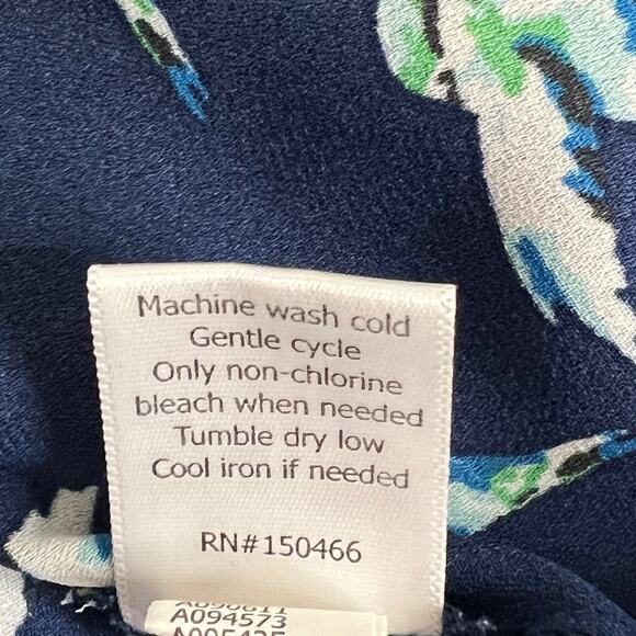 41 Hawthorn Womens Blouse XXL Navy Blue Hummingbird Print Tie Sleeve - Picture 7 of 7